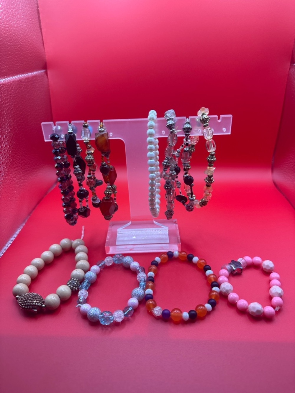 12 Beaded Stretch Bracelet - Elegant Women's Jewelry Stunning